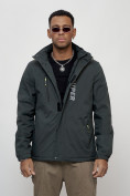Купить Куртка спортивная мужская весенняя с капюшоном темно-серого цвета 88026TC, фото 8