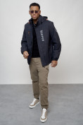 Купить Куртка спортивная мужская весенняя с капюшоном темно-синего цвета 88026TS, фото 13