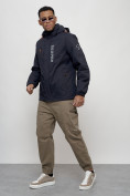 Купить Куртка спортивная мужская весенняя с капюшоном темно-синего цвета 88026TS, фото 8