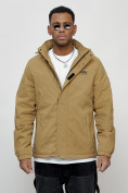 Купить Куртка спортивная мужская весенняя с капюшоном бежевого цвета 88027B