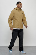Купить Куртка спортивная мужская весенняя с капюшоном бежевого цвета 88027B, фото 10