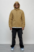 Купить Куртка спортивная мужская весенняя с капюшоном бежевого цвета 88027B, фото 12
