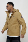 Купить Куртка спортивная мужская весенняя с капюшоном бежевого цвета 88027B, фото 2