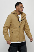 Купить Куртка спортивная мужская весенняя с капюшоном бежевого цвета 88027B, фото 3