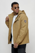 Купить Куртка спортивная мужская весенняя с капюшоном бежевого цвета 88027B, фото 4