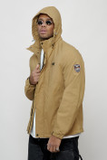 Купить Куртка спортивная мужская весенняя с капюшоном бежевого цвета 88027B, фото 5