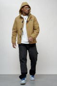 Купить Куртка спортивная мужская весенняя с капюшоном бежевого цвета 88027B, фото 6