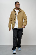 Купить Куртка спортивная мужская весенняя с капюшоном бежевого цвета 88027B, фото 7