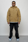 Купить Куртка спортивная мужская весенняя с капюшоном бежевого цвета 88027B, фото 8