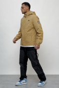 Купить Куртка спортивная мужская весенняя с капюшоном бежевого цвета 88027B, фото 9