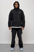 Купить Куртка спортивная мужская весенняя с капюшоном черного цвета 88027Ch