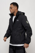 Купить Куртка спортивная мужская весенняя с капюшоном черного цвета 88027Ch, фото 3