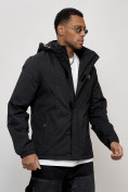 Купить Куртка спортивная мужская весенняя с капюшоном черного цвета 88027Ch, фото 4