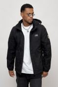 Купить Куртка спортивная мужская весенняя с капюшоном черного цвета 88027Ch, фото 7