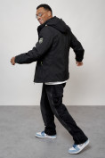 Купить Куртка спортивная мужская весенняя с капюшоном черного цвета 88027Ch, фото 8