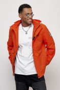 Купить Куртка спортивная мужская весенняя с капюшоном оранжевого цвета 88027O, фото 9