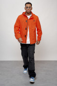 Купить Куртка спортивная мужская весенняя с капюшоном оранжевого цвета 88027O, фото 12