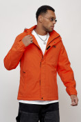 Купить Куртка спортивная мужская весенняя с капюшоном оранжевого цвета 88027O, фото 3