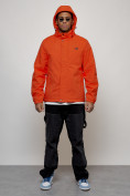 Купить Куртка спортивная мужская весенняя с капюшоном оранжевого цвета 88027O, фото 8