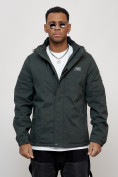 Купить Куртка спортивная мужская весенняя с капюшоном темно-серого цвета 88027TC