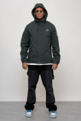 Купить Куртка спортивная мужская весенняя с капюшоном темно-серого цвета 88027TC, фото 11