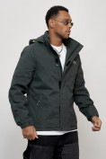 Купить Куртка спортивная мужская весенняя с капюшоном темно-серого цвета 88027TC, фото 3