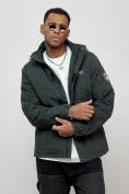 Купить Куртка спортивная мужская весенняя с капюшоном темно-серого цвета 88027TC, фото 5