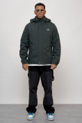 Купить Куртка спортивная мужская весенняя с капюшоном темно-серого цвета 88027TC, фото 7