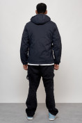 Купить Куртка спортивная мужская весенняя с капюшоном темно-синего цвета 88027TS, фото 4