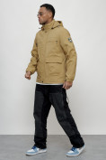 Купить Куртка спортивная мужская весенняя с капюшоном бежевого цвета 88028B, фото 10