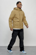 Купить Куртка спортивная мужская весенняя с капюшоном бежевого цвета 88028B, фото 11