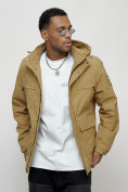Купить Куртка спортивная мужская весенняя с капюшоном бежевого цвета 88028B, фото 13