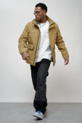 Купить Куртка спортивная мужская весенняя с капюшоном бежевого цвета 88028B, фото 7