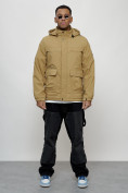 Купить Куртка спортивная мужская весенняя с капюшоном бежевого цвета 88028B, фото 9