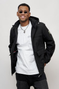 Купить Куртка спортивная мужская весенняя с капюшоном черного цвета 88028Ch, фото 10