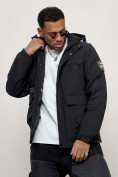 Купить Куртка спортивная мужская весенняя с капюшоном черного цвета 88028Ch, фото 11