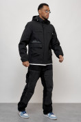 Купить Куртка спортивная мужская весенняя с капюшоном черного цвета 88028Ch, фото 3