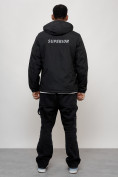 Купить Куртка спортивная мужская весенняя с капюшоном черного цвета 88028Ch, фото 4