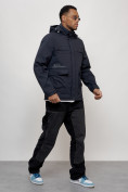 Купить Куртка спортивная мужская весенняя с капюшоном темно-синего цвета 88028TS, фото 10