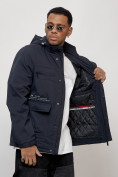 Купить Куртка спортивная мужская весенняя с капюшоном темно-синего цвета 88028TS, фото 14