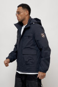 Купить Куртка спортивная мужская весенняя с капюшоном темно-синего цвета 88028TS, фото 5