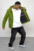 Купить Куртка спортивная мужская весенняя с капюшоном зеленого цвета 88028Z, фото 11