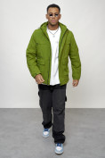 Купить Куртка спортивная мужская весенняя с капюшоном зеленого цвета 88028Z, фото 12