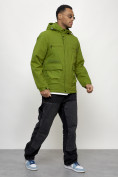 Купить Куртка спортивная мужская весенняя с капюшоном зеленого цвета 88028Z, фото 3