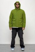 Купить Куртка спортивная мужская весенняя с капюшоном зеленого цвета 88028Z, фото 5