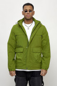 Купить Куртка спортивная мужская весенняя с капюшоном зеленого цвета 88028Z, фото 6