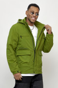Купить Куртка спортивная мужская весенняя с капюшоном зеленого цвета 88028Z, фото 8