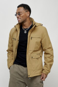 Купить Куртка спортивная мужская весенняя с капюшоном бежевого цвета 88029B, фото 10