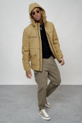 Купить Куртка спортивная мужская весенняя с капюшоном бежевого цвета 88029B, фото 11
