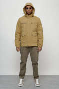Купить Куртка спортивная мужская весенняя с капюшоном бежевого цвета 88029B, фото 13